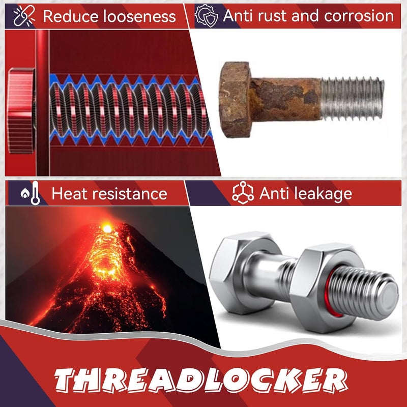 Bondtech Thread Lock Blue and Red, Threadlocker Medium and High Strength, Thread Locker for Nuts, Bolts, Fasteners and Metals, Against Losening and Leakage (Medium-High-100ml) - Image 3